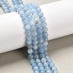 Tinti bianco naturale perle di giada fili, imitare l'acquamarina, tondo, azzurro, 6mm, Foro: 1.2 mm, circa 60pcs/filo, 14.96 pollice (38 cm)