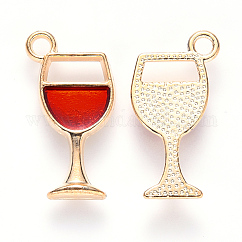 Pendente smaltati in lega, calice, oro chiaro, rosso, 19x10x2mm, Foro: 1.8 mm