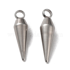Pendenti in acciaio inossidabile 201 anti-ossidazione, fascino a cono, colore acciaio inossidabile, 18x5mm, Foro: 2.2 mm