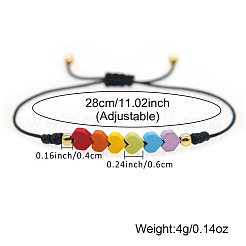 Регулируемый браслет для женщин из черного шнура с бусинами в форме радужного сердца из драгоценных камней.&nbsp;YA9246-1