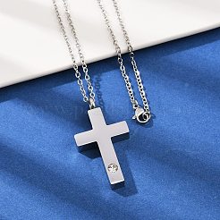 304 нержавеющая сталь паве прозрачный кубический цирконий крест подвеска урна для праха домашних животных ожерелья&nbsp;LS-NJEW-S455-07P
