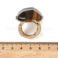Anelli da donna in occhio di tigre naturale e lega metallica&nbsp;RJEW-G375-01G-03