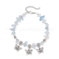 Braccialetti con perline di acquamarina naturale&nbsp;BJEW-JB11819-01
