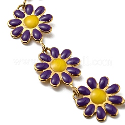 Bracelet à maillons marguerite en émail&nbsp;BJEW-P271-01G-04