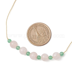 Регулируемые плетеные ожерелья из натурального малайзийского нефрита и розового кварца с круглыми бусинами&nbsp;NJEW-JN05324