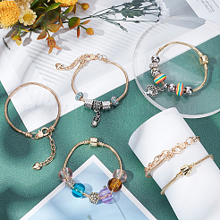 6 pièce de fabrication de bracelet de style européen en laiton de 2 styles&nbsp;MAK-SC0001-15