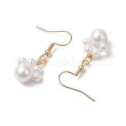 Orecchini pendenti con perle di conchiglia rotonde&nbsp;EJEW-JE06318-02