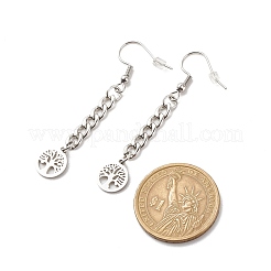 Cadenas de eslabones resistentes al deslustre con aretes colgantes largos con dijes&nbsp;EJEW-JE04963-01