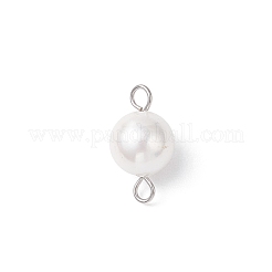 Breloques connecteurs rondes en perles de coquillage&nbsp;PALLOY-JF04477-02