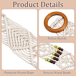 Ceintures bohèmes tissées en coton et jute&nbsp;AJEW-WH20020-648C