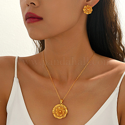 Комплекты из серег-гвоздиков и ожерелий с подвесками в форме полых латунных цветов для женщин&nbsp;MA5194