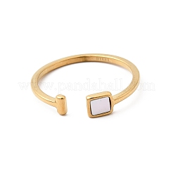 Anillos tipo brazalete de acero inoxidable 304 y concha natural para mujer&nbsp;RJEW-G372-01G-03