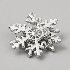 Pines de solapa de aleación con rhinestone de copo de nieve&nbsp;JEWB-WH0020-100