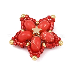 Подвески из стеклянного бисера ручной работы и синтетических окрашенных бусин императорской яшмы&nbsp;PALLOY-MZ00752-05