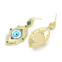 Серьги-гвоздики из латуни с микро-паве из прозрачного кубического циркония для женщин&nbsp;EJEW-M260-23G-02