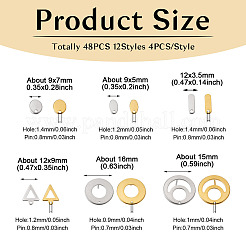 48 шт. 12 стиля фурнитуры для сережек-гвоздиков из нержавеющей стали 201&nbsp;EJEW-TA0001-06