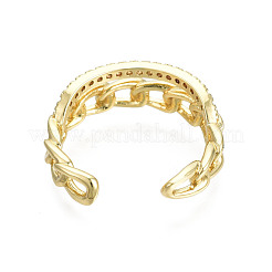 Bague de manchette ouverte en forme de chaîne gourmette en zircone cubique&nbsp;RJEW-N035-118