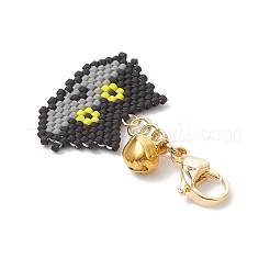 5 шт. подвески в форме головы кошки из стеклянного бисера ручной работы&nbsp;HJEW-MZ00366