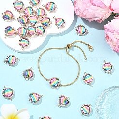 30 шт. 3 стиля ccb пластиковая рамка с радужными бусинами из полимерной глины&nbsp;KK-YW0004-39