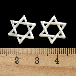 Многожильные звенья в виде натуральной белой ракушки со звездой Давида&nbsp;SSHEL-N038-04B