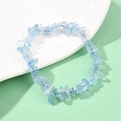 Elastische Armbänder mit natürlichen Aquamarinperlen der Güteklasse A für Damen&nbsp;BJEW-Z175-01A