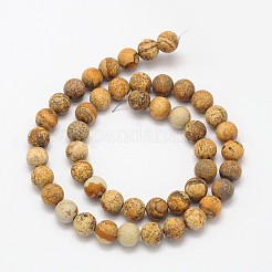 Rotondi smerigliato perle naturali immagine diaspro fili&nbsp;G-N0166-46-4mm