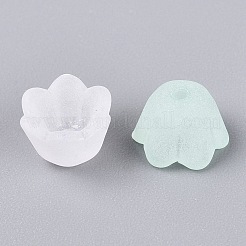 Embouts de perles en acrylique transparent givré en forme de fleur&nbsp;OACR-Q203-01