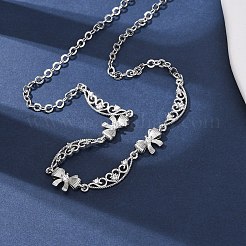 Латунные цепочки-банты и полые лунные звенья с прозрачными кубическими цирконами&nbsp;NJEW-D348-02P