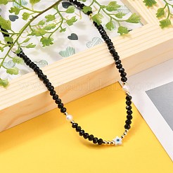 Estrella con mal de ojo collares de cuentas de concha blanca natural&nbsp;NJEW-JN03147-02