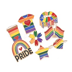 8 шт. 8 стиля эмалевых значков с радужной тематикой&nbsp;JEWB-FP0001-03