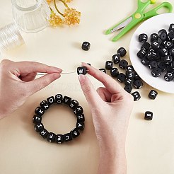 20 pz cubo nero lettera perline di silicone 12x12x12mm dadi quadrati alfabeto perline con 2mm foro distanziatore lettera allentata perline per collana braccialetto creazione di gioielli&nbsp;JX433T