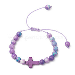 Браслеты из плетеных бусин для женщин из натурального окрашенного морского белого нефрита&nbsp;BJEW-JB13118