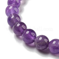 Braccialetti elasticizzati rotondi con perline di ametista naturale da 8.5 mm&nbsp;BJEW-C074-01M