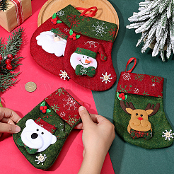 12 шт. 4 стиля тканевый рождественский чулок подарочный мешок подвеска украшение&nbsp;FIND-SP0020-60A