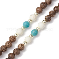 Ожерелья с подвесками из натуральной красной яшмы и синтетического немагнитного гематита и окрашенной синтетической бирюзы с морской черепахой&nbsp;NJEW-JN05021