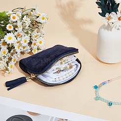 Bolsas de terciopelo con cremallera para joyería con borla&nbsp;ABAG-WH20009-32C
