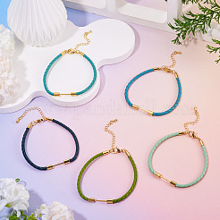 5 шт. 5 цвета 3 мм плетеный круглый шнур из искусственной кожи для изготовления браслета&nbsp;MAK-TA0001-35B