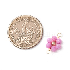 Подвески-коннекторы в виде цветка из окрашенных натуральных ракушек и латунных круглых бусин&nbsp;PALLOY-JF03464