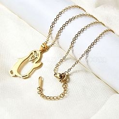 Ожерелья с подвеской в виде пингвина из нержавеющей стали 304 с лазерной резкой для женщин и мужчин&nbsp;NJEW-Q032-01D-G