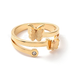 Anillo de dedo de mariposa con rhinestone de cristal&nbsp;RJEW-D120-09B-G