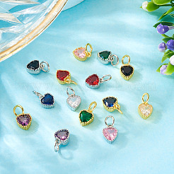 14 шт. 14-х цветные латунные подвески с кубическим цирконием&nbsp;KK-TA0002-08