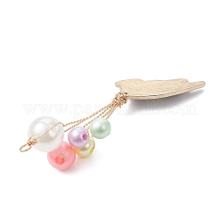 Большие подвески из акрила и эмали с имитацией жемчуга и сплава&nbsp;PALLOY-JF04991