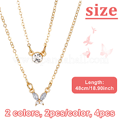 4 collana a doppio strato in lega di cristallo e strass&nbsp;NJEW-HY0001-25A