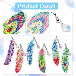 Diy feder lesezeichen mit anhänger diamant malerei kits&nbsp;DIY-WH0366-56