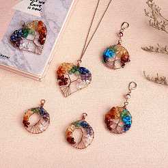 6 stücke 3 stile natürliche gmestone kupferdraht große anhänger&nbsp;FIND-SZ0002-72