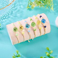 6шт 6 стиля стеклянных бусин плетеные браслеты из бусин&nbsp;BJEW-TA0001-21