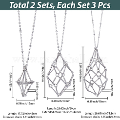 6 шт. 2 стиля плетеная цепь из нержавеющей стали макраме мешочек пустой держатель для камня кулон ожерелье изготовление&nbsp;NJEW-SC0001-46