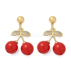 Серьги-гвоздики из вишневой латуни с кубическим цирконием&nbsp;EJEW-Q036-05G