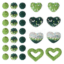 58шт набор бусин из полимерной глины ручной работы со стразами&nbsp;CLAY-BT0001-06