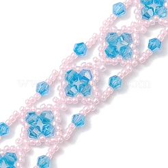 Perline rotonde toho intrecciate e braccialetti con fiori in vetro da donna&nbsp;BJEW-MZ00064